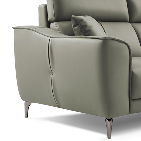 Contemporary Style Faux Leather Solid Color Sewn Pillow Back Sofa