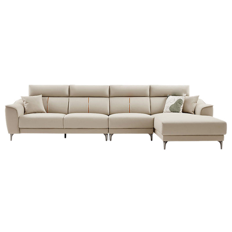 コンテンポラリースタイルのフェイクレザーソリッドカラー縫製枕バックソファ