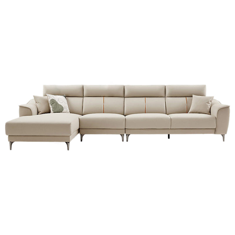 コンテンポラリースタイルのフェイクレザーソリッドカラー縫製枕バックソファ