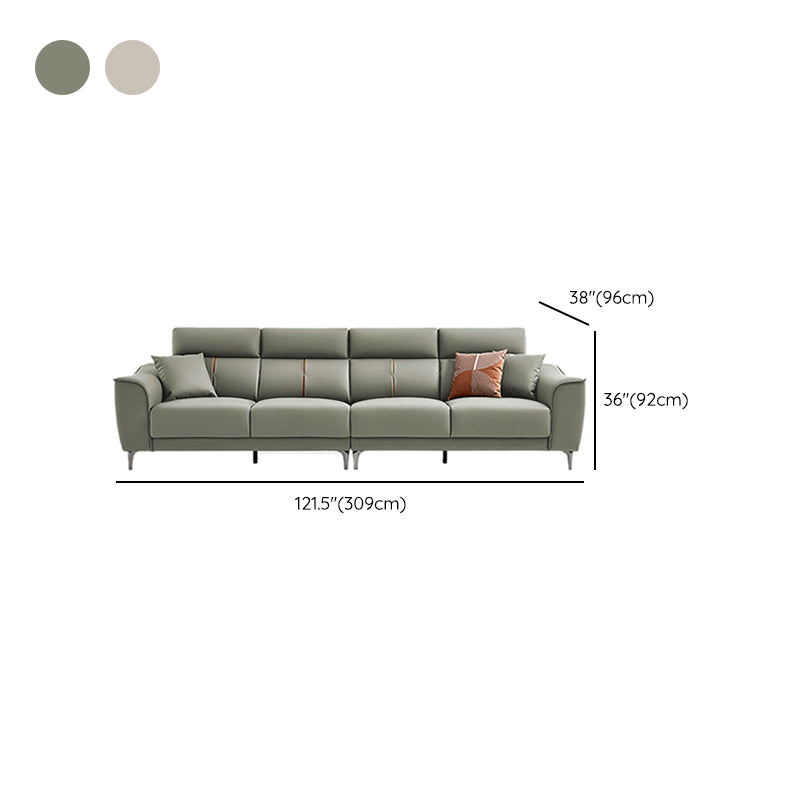 コンテンポラリースタイルのフェイクレザーソリッドカラー縫製枕バックソファ