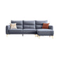 Contemporary Faux Leather Sewn Pillow Back Square Arm Sofa For Living Room 4-Seater Sofa with Ottoman Blue Tech Cloth Clearhalo 'furn' 'furn_sofas' 'Furniture' 'Living Room Furniture' 'Sofa' 'sofas' 7662564