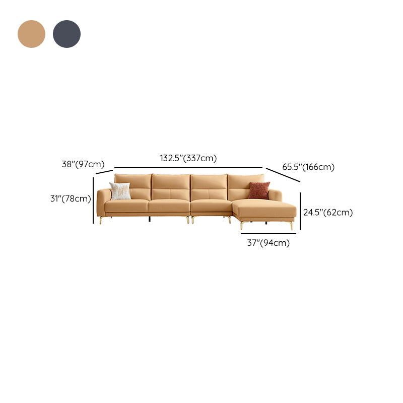 Contemporary Faux Leather Sewn Pillow Back Square Arm Sofa For Living Room Clearhalo 'furn' 'furn_sofas' 'Furniture' 'Living Room Furniture' 'Sofa' 'sofas' 7662579
