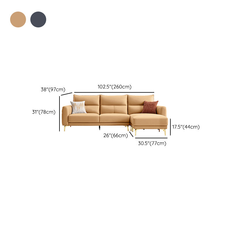 Contemporary Faux Leather Sewn Pillow Back Square Arm Sofa For Living Room Clearhalo 'furn' 'furn_sofas' 'Furniture' 'Living Room Furniture' 'Sofa' 'sofas' 7662580