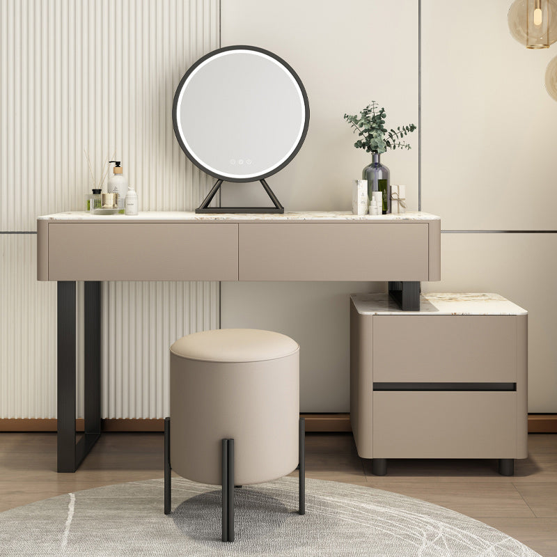 引き出しドレッシングテーブル付きのクリームソリッドウッドライトミラーベッドルーム