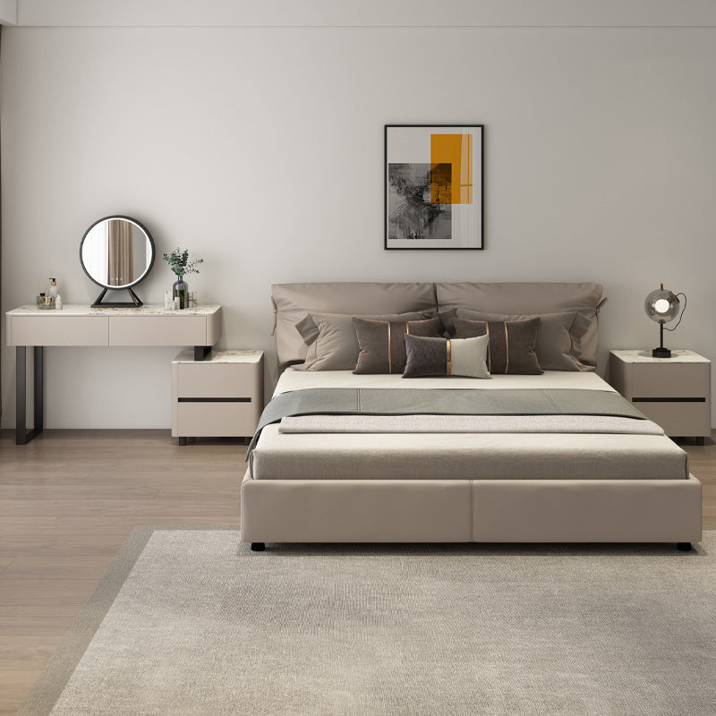 引き出しドレッシングテーブル付きのクリームソリッドウッドライトミラーベッドルーム