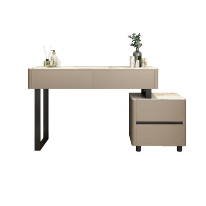 引き出しドレッシングテーブル付きのクリームソリッドウッドライトミラーベッドルーム