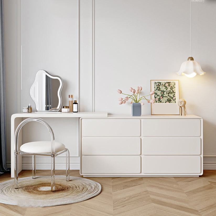 Specchio illuminato in legno bianco con tavolo da toeletta per vanità camera da letto del cassetto