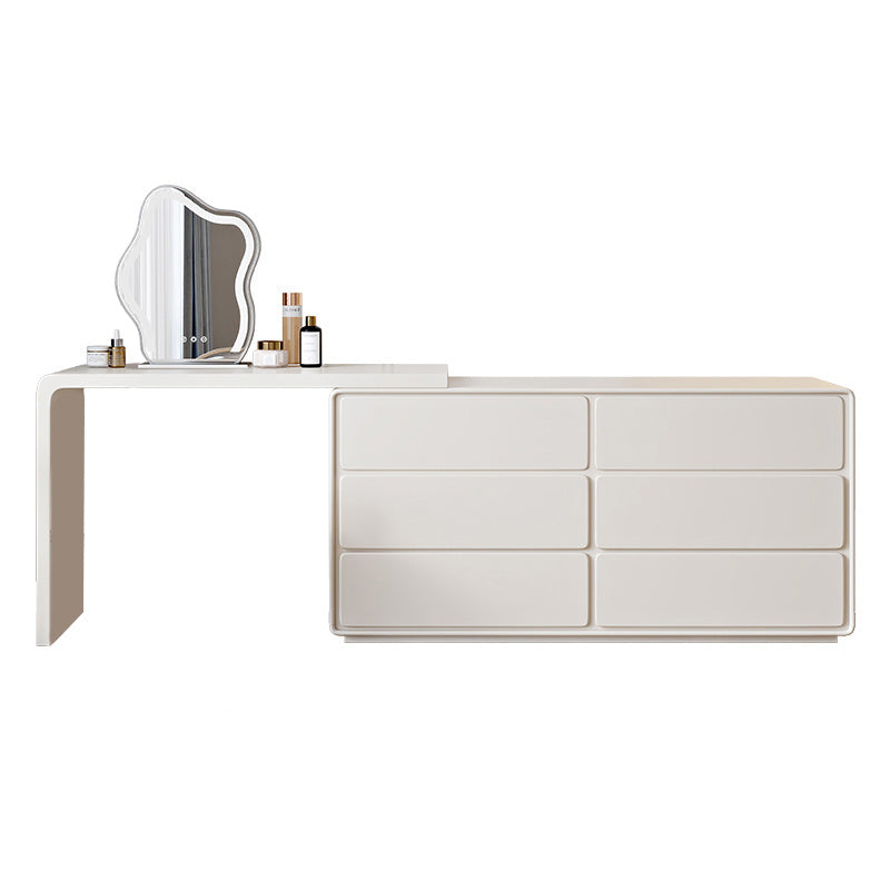 Specchio illuminato in legno bianco con tavolo da toeletta per vanità camera da letto del cassetto