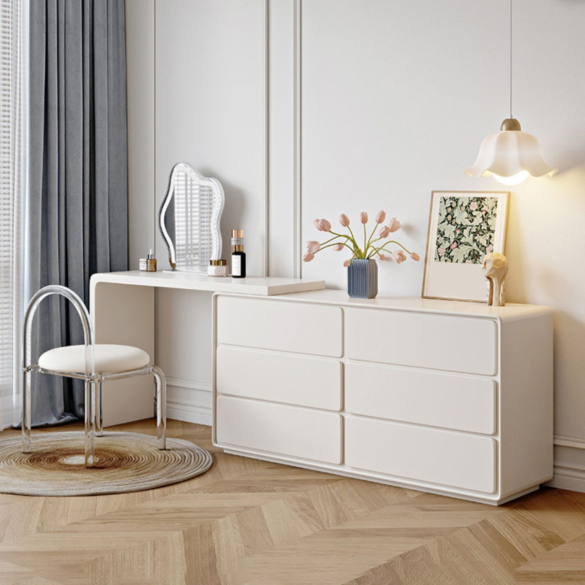 Specchio illuminato in legno bianco con tavolo da toeletta per vanità camera da letto del cassetto