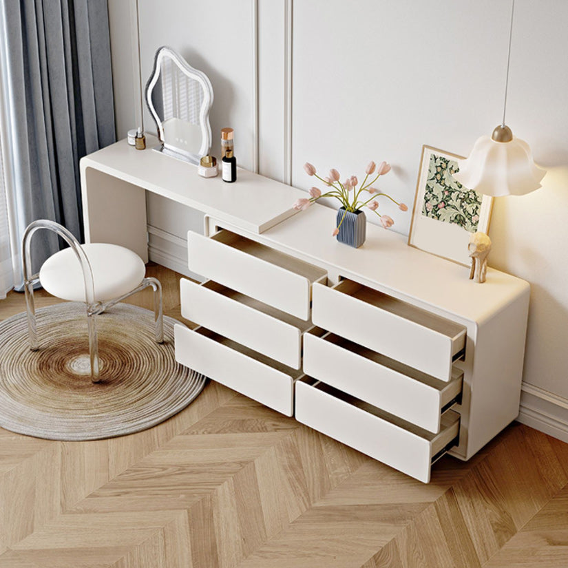 Specchio illuminato in legno bianco con tavolo da toeletta per vanità camera da letto del cassetto