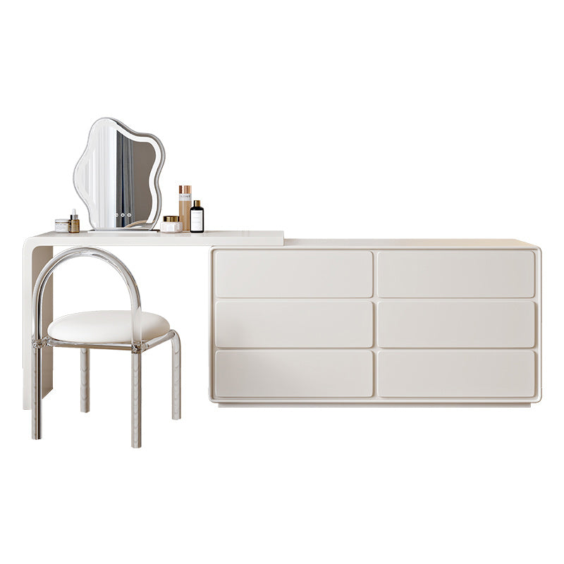 Specchio illuminato in legno bianco con tavolo da toeletta per vanità camera da letto del cassetto