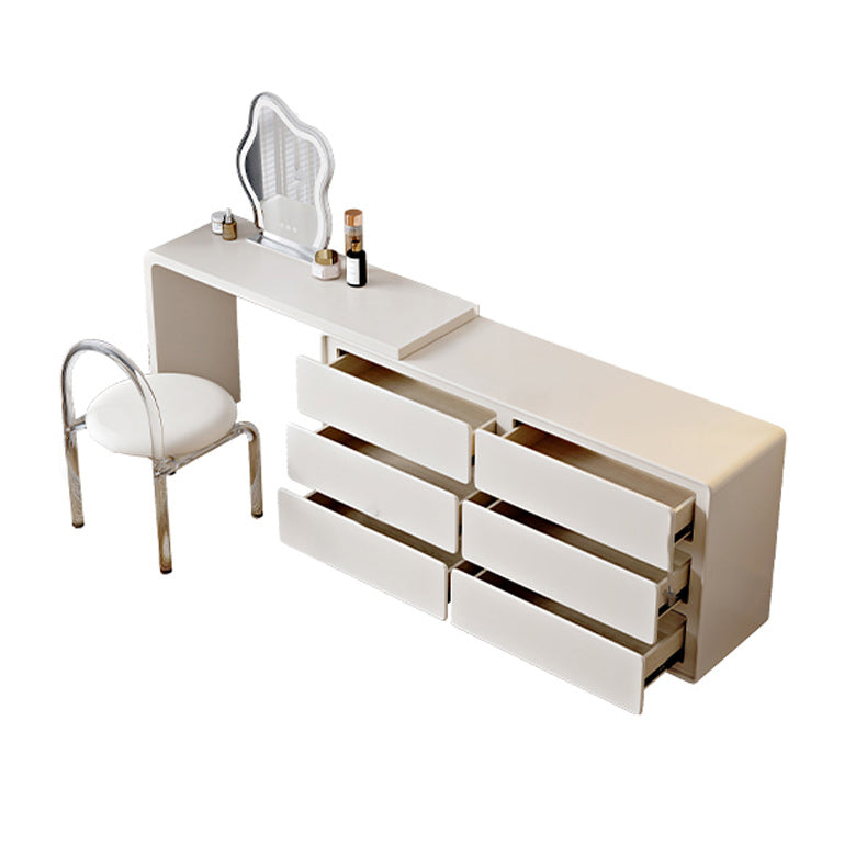 Specchio illuminato in legno bianco con tavolo da toeletta per vanità camera da letto del cassetto