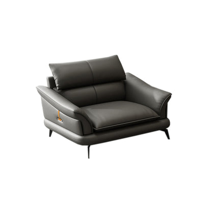 Contemporary Genuine Leather Flared Arm Sofa For Living Room