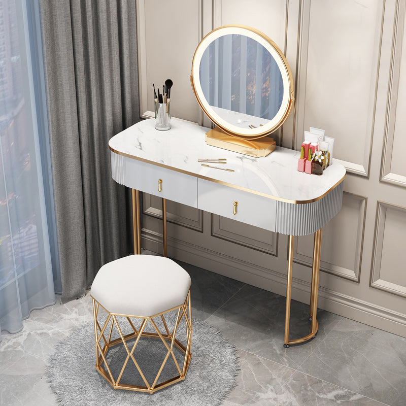 Modern White With Drawer Lighted Mirror Bedroom Dressing Table