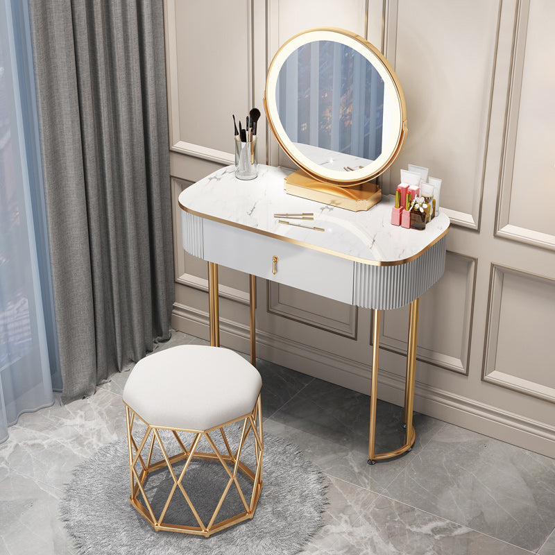 Modern White With Drawer Lighted Mirror Bedroom Dressing Table