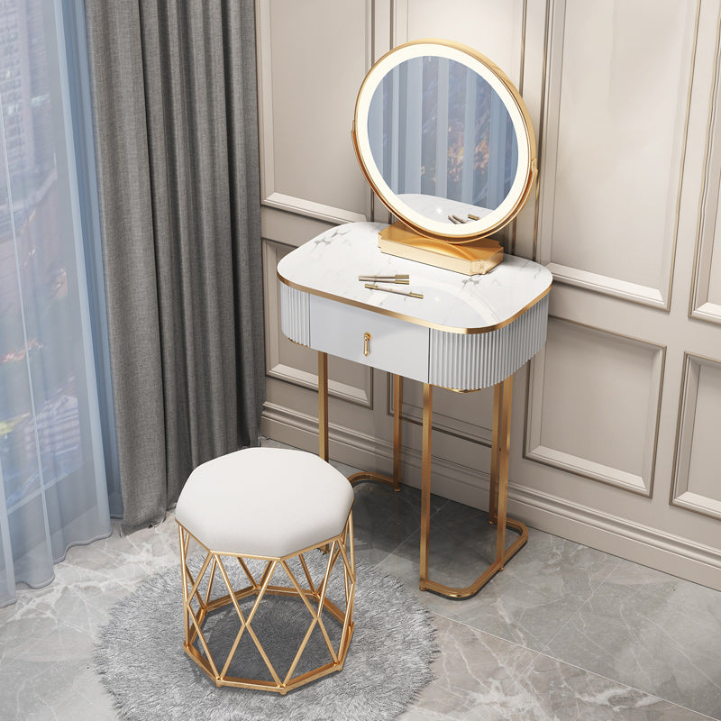 Modern White With Drawer Lighted Mirror Bedroom Dressing Table