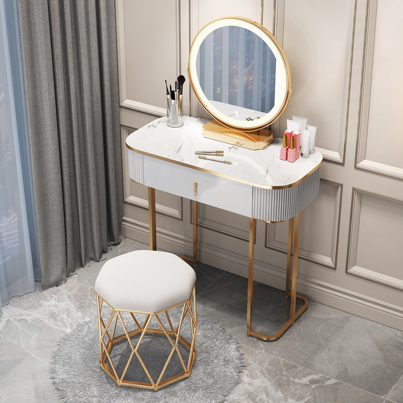 Modern White With Drawer Lighted Mirror Bedroom Dressing Table