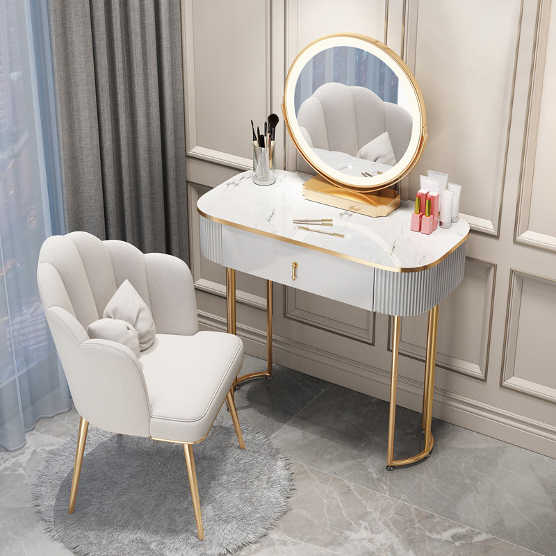 Modern White With Drawer Lighted Mirror Bedroom Dressing Table