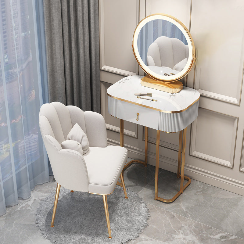 Modern White With Drawer Lighted Mirror Bedroom Dressing Table