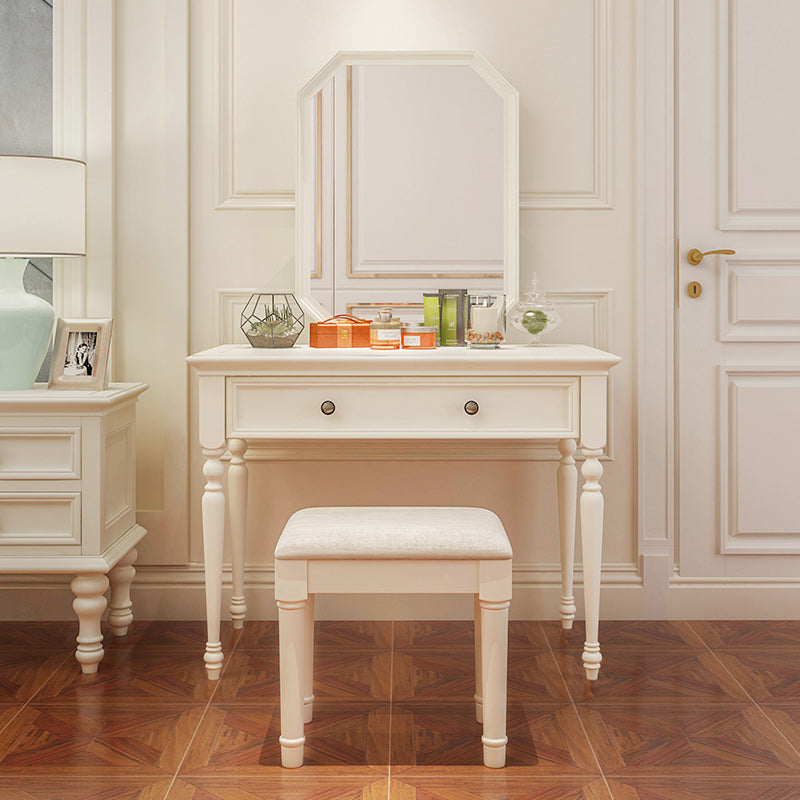 Modern Antique White Solid Wood Mirror Bedroom Make-up Vanity