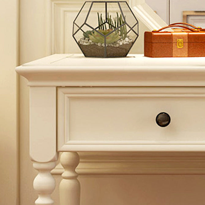 Modern Antique White Solid Wood Mirror Bedroom Make-up Vanity