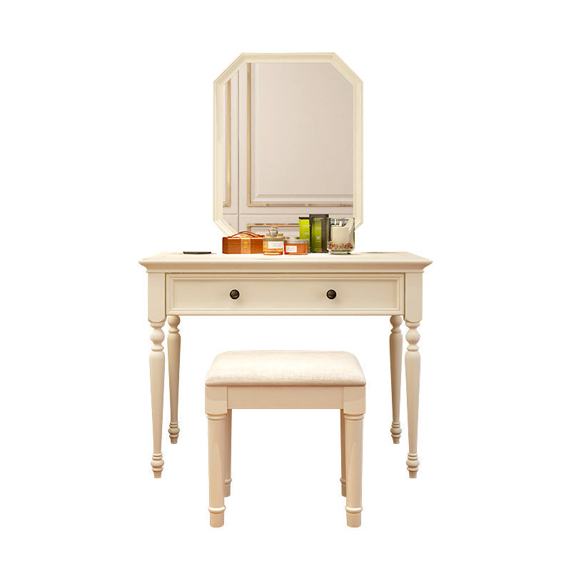 Modern Antique White Solid Wood Mirror Bedroom Make-up Vanity