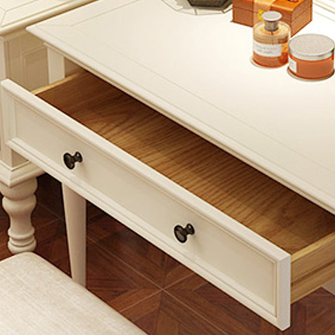 Modern Antique White Solid Wood Mirror Bedroom Make-up Vanity