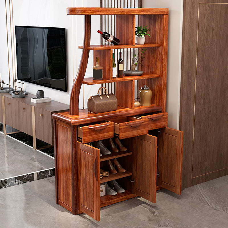 Solid Wood Cabinet in Brown 78.74" Tall Accent Cabinet with Drawers and Shelves Clearhalo 'Cabinets & Chests' 'cabinets_chests' 'furn' 'furn_cabinets_chests' 'Furniture' 'Living Room Furniture' 7662787