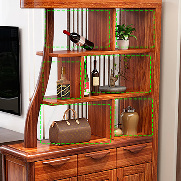 Solid Wood Cabinet in Brown 78.74" Tall Accent Cabinet with Drawers and Shelves Clearhalo 'Cabinets & Chests' 'cabinets_chests' 'furn' 'furn_cabinets_chests' 'Furniture' 'Living Room Furniture' 7662790