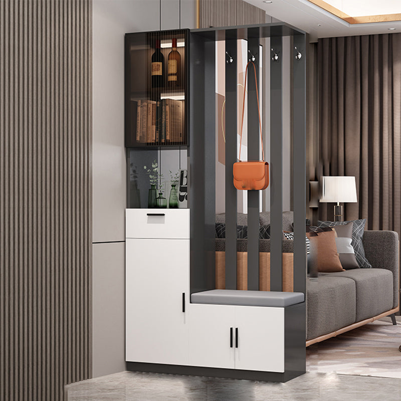 Rectangle Wood Cabinet 11.81" Wide 3-door Accent Cabinet with Drawer 39"L x 12"W x 79"H Gray & White Left Cabinet Clearhalo 'Cabinets & Chests' 'cabinets_chests' 'furn' 'furn_cabinets_chests' 'Furniture' 'Living Room Furniture' 7662890