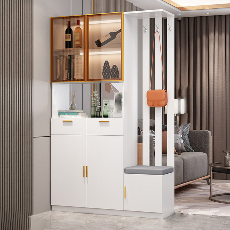 Rectangle Wood Cabinet 11.81" Wide 3-door Accent Cabinet with Drawer 47"L x 12"W x 79"H White Left Cabinet Clearhalo 'Cabinets & Chests' 'cabinets_chests' 'furn' 'furn_cabinets_chests' 'Furniture' 'Living Room Furniture' 7662892