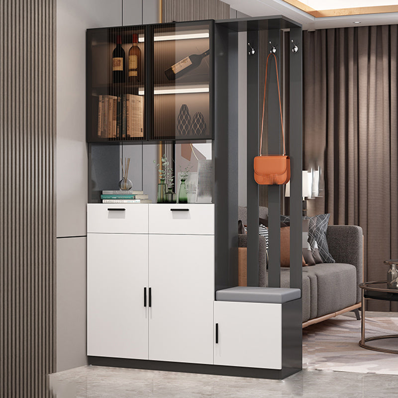 Rectangle Wood Cabinet 11.81" Wide 3-door Accent Cabinet with Drawer 47"L x 12"W x 79"H Gray & White Left Cabinet Clearhalo 'Cabinets & Chests' 'cabinets_chests' 'furn' 'furn_cabinets_chests' 'Furniture' 'Living Room Furniture' 7662894