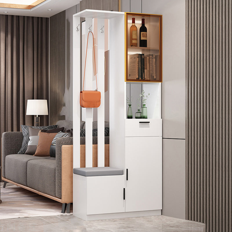 Rectangle Wood Cabinet 11.81" Wide 3-door Accent Cabinet with Drawer 31.5"L x 11.8"W x 78.7"H White Right Cabinet Clearhalo 'Cabinets & Chests' 'cabinets_chests' 'furn' 'furn_cabinets_chests' 'Furniture' 'Living Room Furniture' 7662901