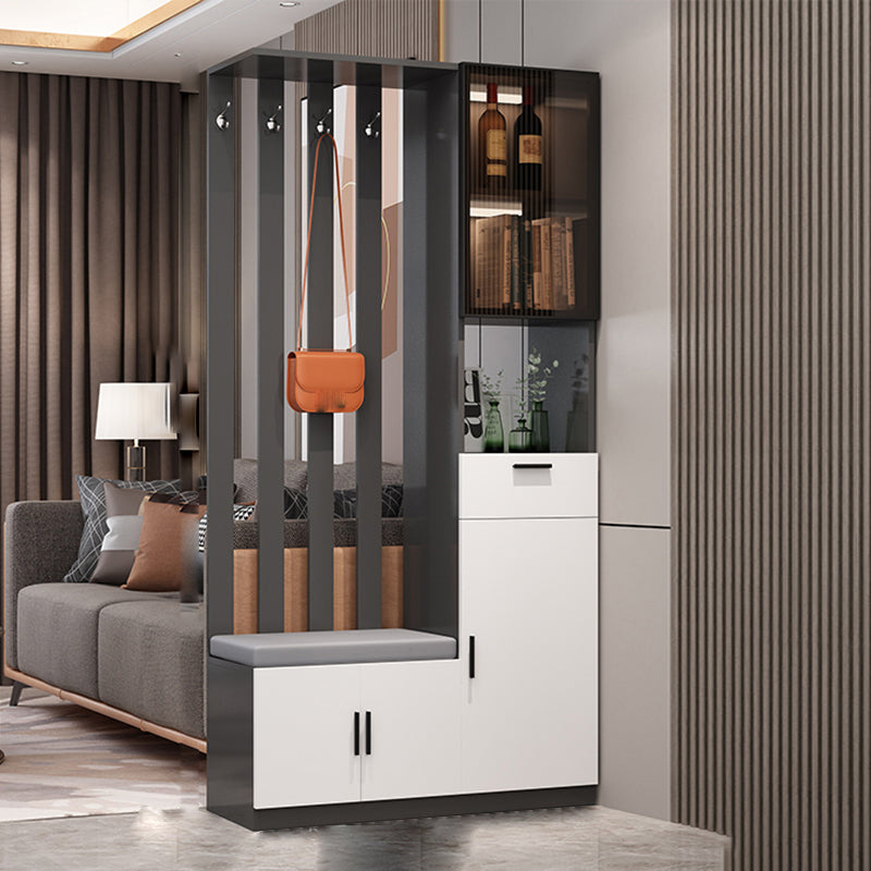 Rectangle Wood Cabinet 11.81" Wide 3-door Accent Cabinet with Drawer 39"L x 12"W x 79"H Gray & White Right Cabinet Clearhalo 'Cabinets & Chests' 'cabinets_chests' 'furn' 'furn_cabinets_chests' 'Furniture' 'Living Room Furniture' 7662905