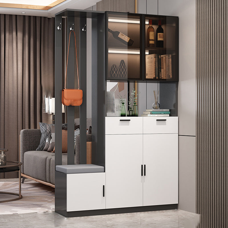 Rectangle Wood Cabinet 11.81" Wide 3-door Accent Cabinet with Drawer 47"L x 12"W x 79"H Gray & White Right Cabinet Clearhalo 'Cabinets & Chests' 'cabinets_chests' 'furn' 'furn_cabinets_chests' 'Furniture' 'Living Room Furniture' 7662907