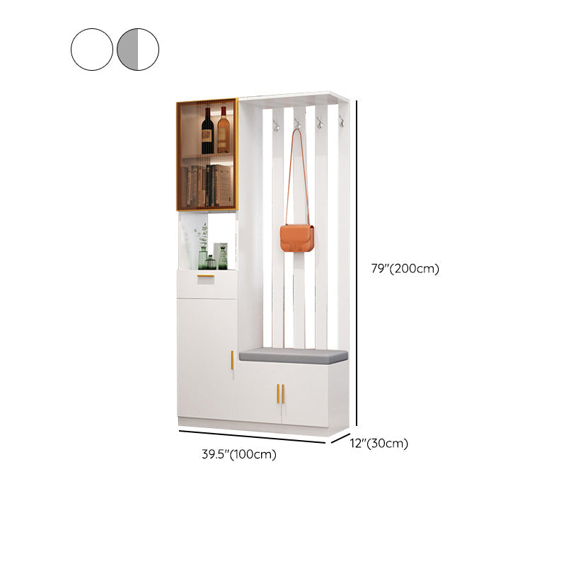 Rectangle Wood Cabinet 11.81" Wide 3-door Accent Cabinet with Drawer Clearhalo 'Cabinets & Chests' 'cabinets_chests' 'furn' 'furn_cabinets_chests' 'Furniture' 'Living Room Furniture' 7662913