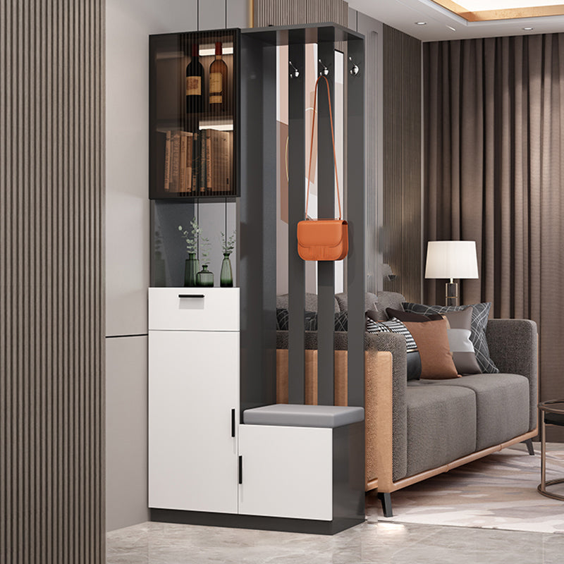 Contemporary 3-door Wooden 11.81" Wide Accent Cabinet with Drawer 31.5"L x 11.8"W x 78.7"H Gray & White Left Cabinet Clearhalo 'Cabinets & Chests' 'cabinets_chests' 'furn' 'furn_cabinets_chests' 'Furniture' 'Living Room Furniture' 7662920