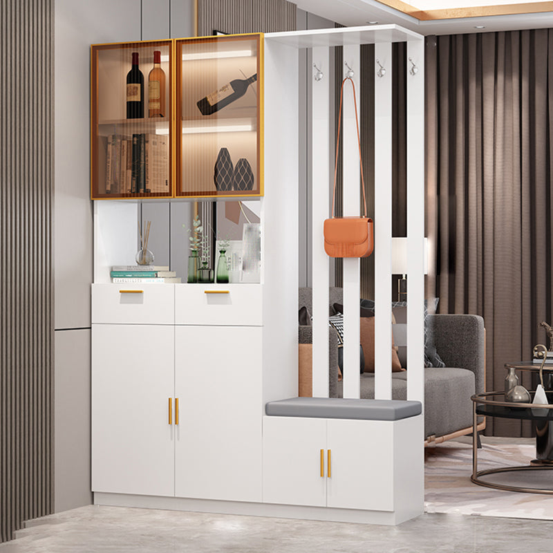 Contemporary 3-door Wooden 11.81" Wide Accent Cabinet with Drawer 55"L x 12"W x 79"H White Left Cabinet Clearhalo 'Cabinets & Chests' 'cabinets_chests' 'furn' 'furn_cabinets_chests' 'Furniture' 'Living Room Furniture' 7662931