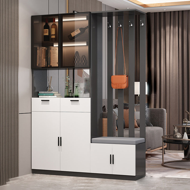 Contemporary 3-door Wooden 11.81" Wide Accent Cabinet with Drawer 55"L x 12"W x 79"H Gray & White Left Cabinet Clearhalo 'Cabinets & Chests' 'cabinets_chests' 'furn' 'furn_cabinets_chests' 'Furniture' 'Living Room Furniture' 7662933