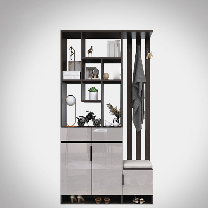 Modern Wooden 13.77" Wide Accent Cabinet with Drawers and Shelves 39"L x 14"W x 79"H Gray Black Clearhalo 'Cabinets & Chests' 'cabinets_chests' 'furn' 'furn_cabinets_chests' 'Furniture' 'Living Room Furniture' 7662953