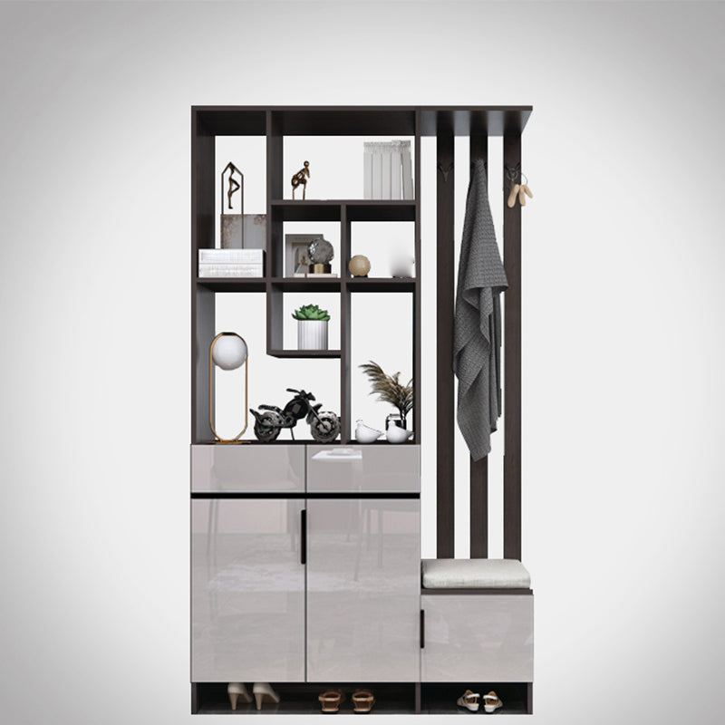Modern Wooden 13.77" Wide Accent Cabinet with Drawers and Shelves 47"L x 14"W x 79"H Gray Black Clearhalo 'Cabinets & Chests' 'cabinets_chests' 'furn' 'furn_cabinets_chests' 'Furniture' 'Living Room Furniture' 7662955