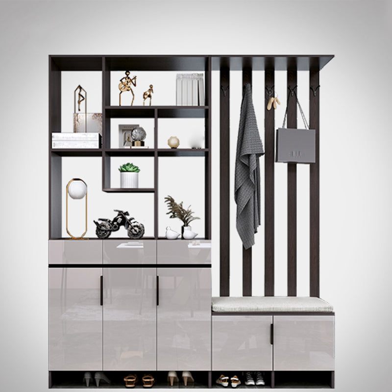 Modern Wooden 13.77" Wide Accent Cabinet with Drawers and Shelves 71"L x 14"W x 79"H Gray Black Clearhalo 'Cabinets & Chests' 'cabinets_chests' 'furn' 'furn_cabinets_chests' 'Furniture' 'Living Room Furniture' 7662966