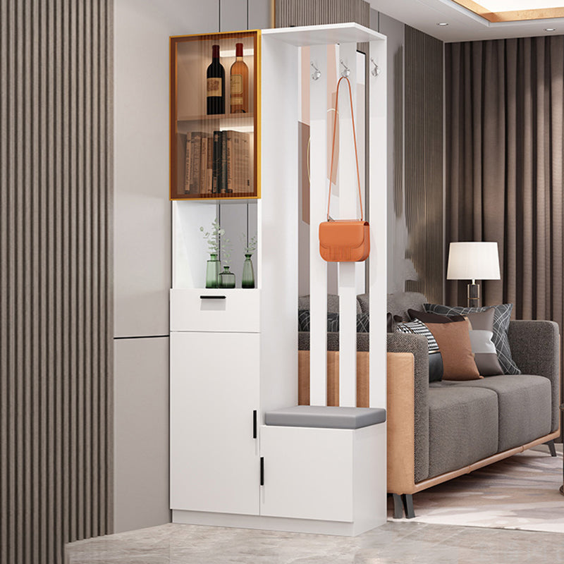 Contemporary Rectangle Wooden 11.81" Wide Accent Cabinet with Drawer 31.5"L x 11.8"W x 78.7"H White Right Clearhalo 'Cabinets & Chests' 'cabinets_chests' 'furn' 'furn_cabinets_chests' 'Furniture' 'Living Room Furniture' 7662978