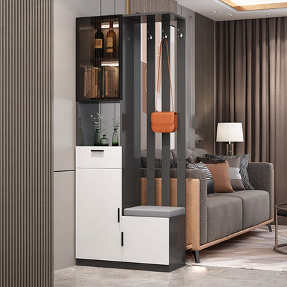 Contemporary Rectangle Wooden 11.81" Wide Accent Cabinet with Drawer 31.5"L x 11.8"W x 78.7"H Gray & White Right Clearhalo 'Cabinets & Chests' 'cabinets_chests' 'furn' 'furn_cabinets_chests' 'Furniture' 'Living Room Furniture' 7662980