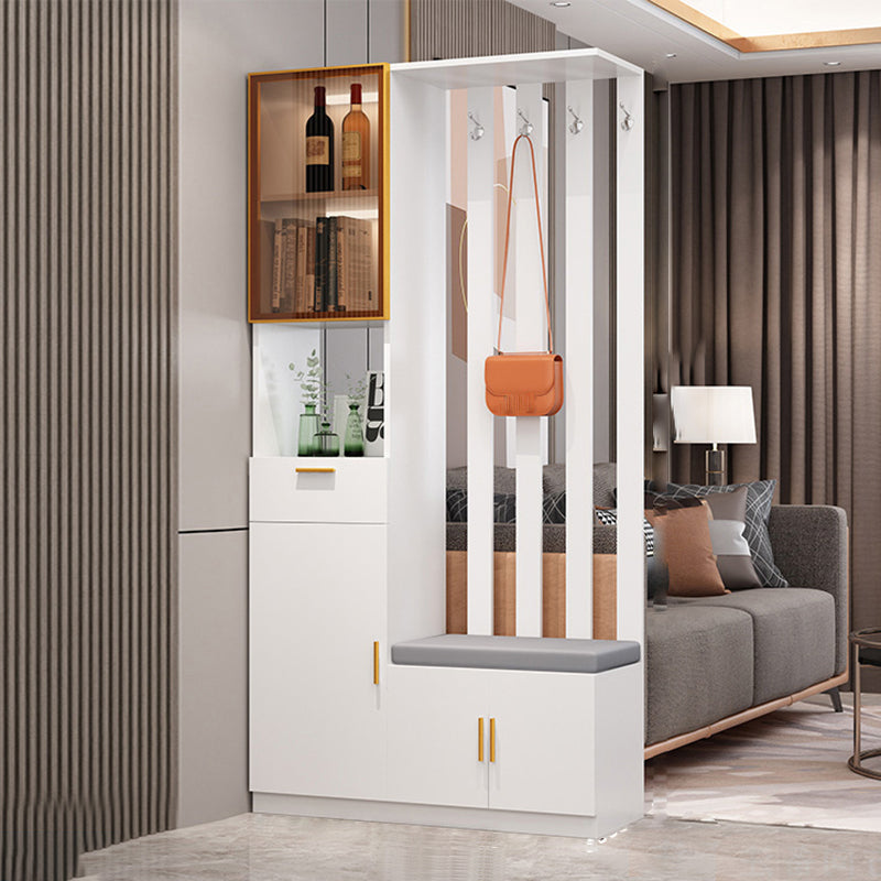 Contemporary Rectangle Wooden 11.81" Wide Accent Cabinet with Drawer 39"L x 12"W x 79"H White Right Clearhalo 'Cabinets & Chests' 'cabinets_chests' 'furn' 'furn_cabinets_chests' 'Furniture' 'Living Room Furniture' 7662981