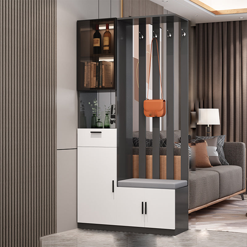 Contemporary Rectangle Wooden 11.81" Wide Accent Cabinet with Drawer 39"L x 12"W x 79"H Gray & White Right Clearhalo 'Cabinets & Chests' 'cabinets_chests' 'furn' 'furn_cabinets_chests' 'Furniture' 'Living Room Furniture' 7662983