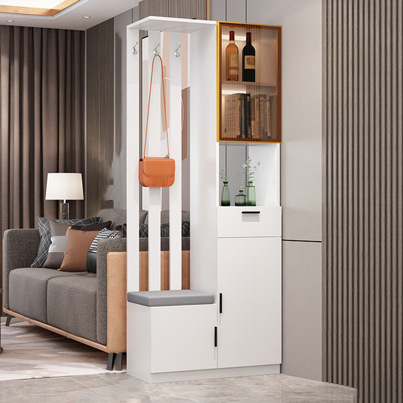 Contemporary Rectangle Wooden 11.81" Wide Accent Cabinet with Drawer 31.5"L x 11.8"W x 78.7"H White Left Clearhalo 'Cabinets & Chests' 'cabinets_chests' 'furn' 'furn_cabinets_chests' 'Furniture' 'Living Room Furniture' 7662993