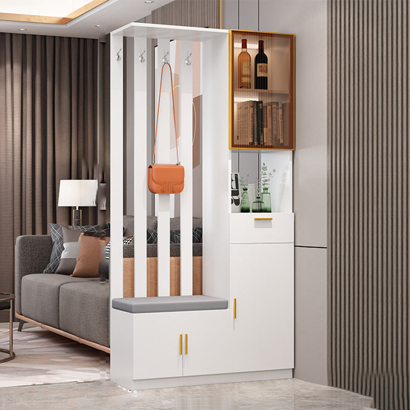 Contemporary Rectangle Wooden 11.81" Wide Accent Cabinet with Drawer 39"L x 12"W x 79"H White Left Clearhalo 'Cabinets & Chests' 'cabinets_chests' 'furn' 'furn_cabinets_chests' 'Furniture' 'Living Room Furniture' 7662997