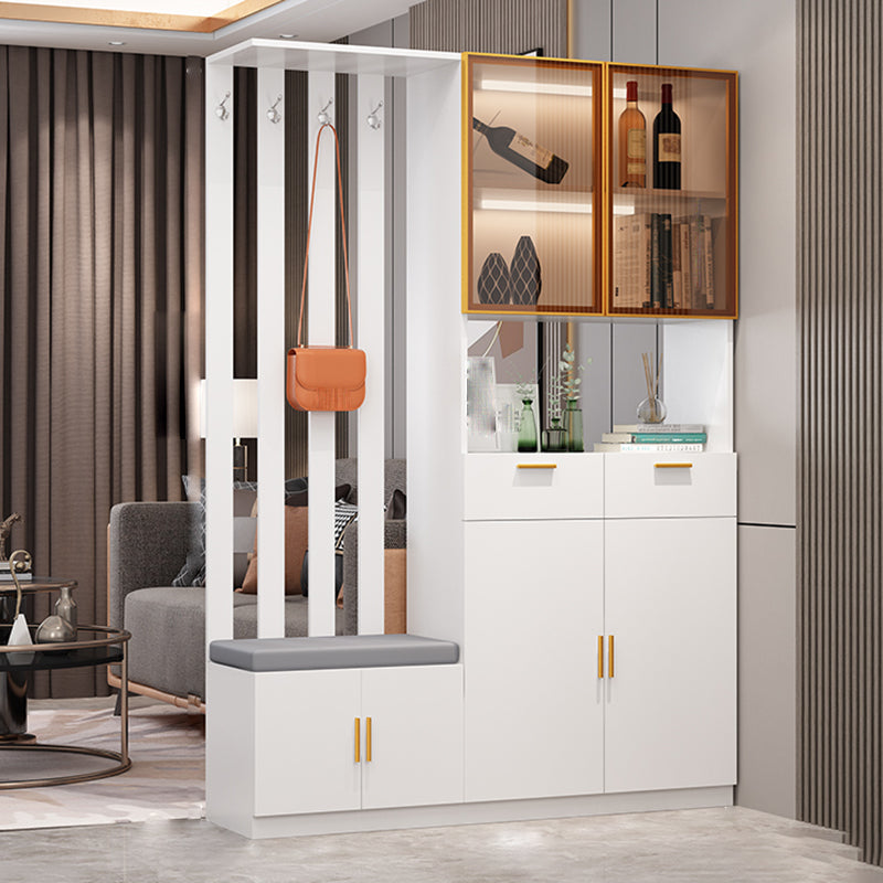 Contemporary Rectangle Wooden 11.81" Wide Accent Cabinet with Drawer 55"L x 12"W x 79"H White Left Clearhalo 'Cabinets & Chests' 'cabinets_chests' 'furn' 'furn_cabinets_chests' 'Furniture' 'Living Room Furniture' 7663001