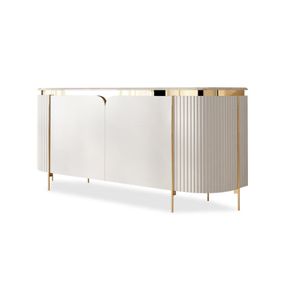 Glam Style 3-Door Wooden Frame Slate Top Accent Cabinet with Shelves